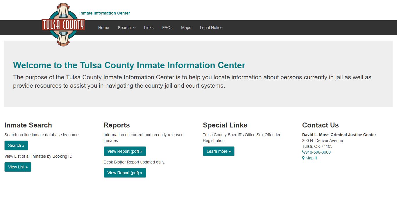 Home Page - Inmate Information Center - Tulsa County, Oklahoma